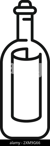 Flacone in vetro contenente un messaggio arrotolato isolato su sfondo bianco Illustrazione Vettoriale