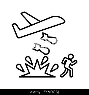 Icona War Refugee collezione di marchi con logo lineare in bianco e nero per il Web Illustrazione Vettoriale