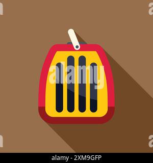 Trasportino per animali in plastica chiuso con manico, per viaggiare in modo sicuro e confortevole con un gatto o un cane di piccole dimensioni Illustrazione Vettoriale