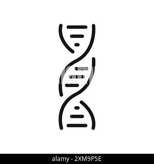 Raccolta del contorno dell'icona del DNA o set con contorno in bianco e nero Illustrazione Vettoriale