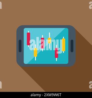 Lo smartphone mostra i dati del mercato azionario con il grafico a candela, il concetto di business e finanza Illustrazione Vettoriale