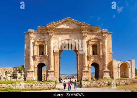 L'Arco di Adriano, Jerash, Giordania Foto Stock