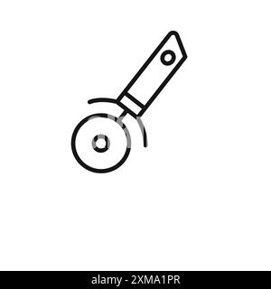 Pizza Cuttier icona contorno collezione o set con contorno bianco e nero Illustrazione Vettoriale