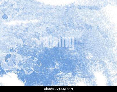 Pittura ad acquerello astratto con una miscela di tonalità blu e bianche che crea un aspetto testurizzato simile a una nuvola Foto Stock