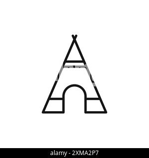 La collezione di contorno dell'icona del teepee o in bianco e nero Illustrazione Vettoriale