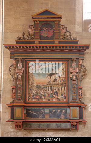 Murale con decapitazione di Giovanni Battista, santo, figure, biblico, scena, arte e artigianato, Severikirche UNESCO, St. severi, vista interna, cattedrale Foto Stock