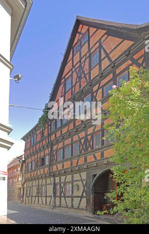 Ristorante Speicher, storica casa in legno, Waagegasse, Erfurt, Turingia, Germania Foto Stock