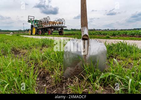 Raschiatura, spalatura ai margini di un campo appena coltivato, Renania settentrionale-Vestfalia, Germania Foto Stock