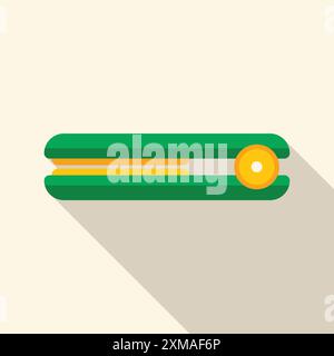 Piastra per capelli verde con controllo della temperatura, uno strumento per capelli lisci e sottili Illustrazione Vettoriale