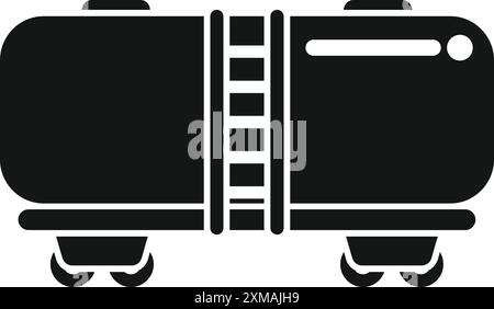 Icona a forma di glifo nera per un carro cisterna che trasporta prodotti petroliferi per ferrovia che trasporta carburante per treno Illustrazione Vettoriale