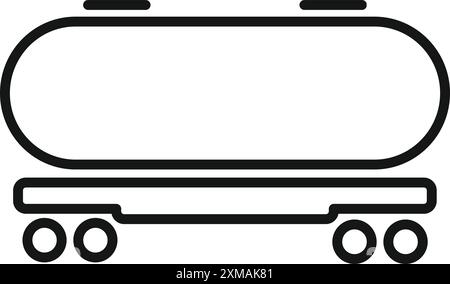 Icona in bianco e nero di un carro armato che trasporta prodotti petroliferi per il rifornimento di automobili Illustrazione Vettoriale