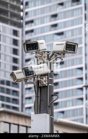 Videosorveglianza di luoghi pubblici, telecamere Panomera monitorano la piazza di Hauptwache, Zeil, tecnologia a sensori multifocali, Assia, Germania Foto Stock