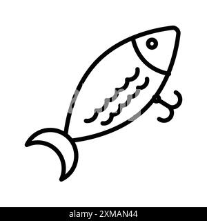 Collezione di marchi lineari con logo Minnow Icon pesca esca in bianco e nero per il Web Illustrazione Vettoriale