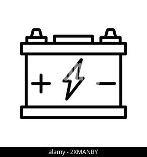 Icona della batteria per auto, logo lineare, collezione in bianco e nero per il Web Illustrazione Vettoriale