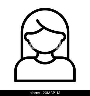 Icona Avatar femminile con logo lineare, set di marchi in bianco e nero per il Web Illustrazione Vettoriale