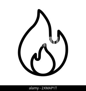 Collezione di logo lineare con icona fuoco fiamma in bianco e nero per il Web Illustrazione Vettoriale