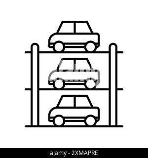 Collezione di marchi con logo lineare Multi Storey Parking Icon in bianco e nero per il Web Illustrazione Vettoriale