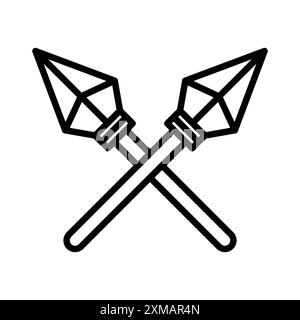 collezione lance icon con logo lineare in bianco e nero per il web Illustrazione Vettoriale