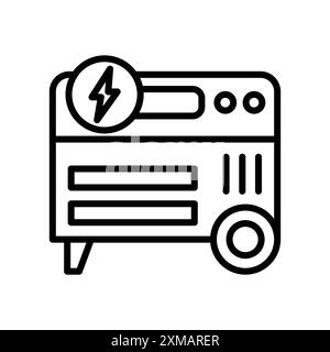 Icona del generatore di energia portatile collezione di marchi lineari in bianco e nero per il Web Illustrazione Vettoriale