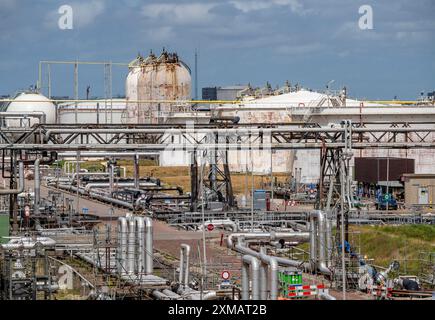 Raffineria di Shell Pernis, la più grande raffineria in Europa, produzione, logistica e impianti cisterna, produzione di vari prodotti petroliferi, come Foto Stock