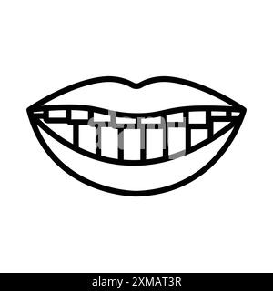 icona smile with teeth collezione di marchi con logo lineare in bianco e nero per il web Illustrazione Vettoriale