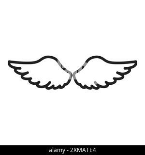 Collezione di marchi con logo lineare Wings Icon in bianco e nero per il Web Illustrazione Vettoriale