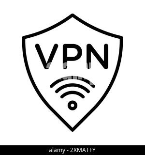 Collezione di marchi con logo lineare icona VPN in bianco e nero per il Web Illustrazione Vettoriale