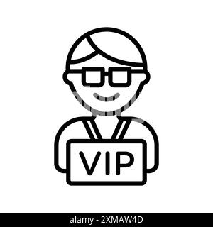 icona persona vip con logo lineare, set di marchi in bianco e nero per il web Illustrazione Vettoriale