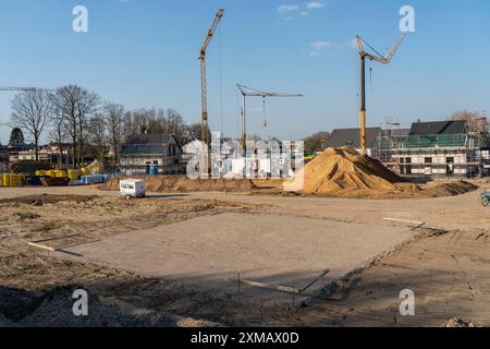 Nuova area di sviluppo, Am Schwan, a Wesel, dove si stanno costruendo 70 case unifamiliari e bifamiliari, basso Reno, Germania Foto Stock