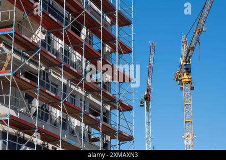 Il principale cantiere Parc Durant, in Henri-Dunant-Strasse a Essen-Ruettenscheid, dove saranno costruiti 298 condomini e un centro di cura diurna Foto Stock