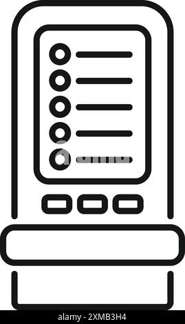 Macchina per il voto elettronica con pulsanti e schermo per il voto durante le elezioni Illustrazione Vettoriale
