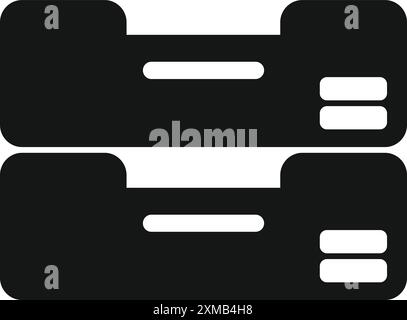Icona glifo nera che rappresenta l'archivio per l'archiviazione di dati, file e cartelle per applicazioni Web e mobili Illustrazione Vettoriale
