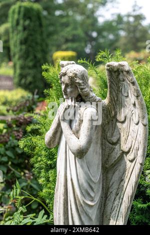 Cimitero, antica lapide, figura d'angelo, Renania settentrionale-Vestfalia, Germania Foto Stock