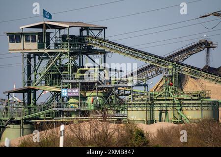 Holemans Gravel Works, vicino a Rees, estrazione di ghiaia e sabbia sul basso Reno, Germania Foto Stock