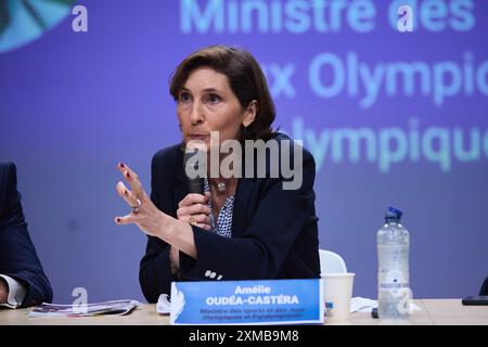 Amelie OUEDA-CASTERA, Ministro dello Sport durante la cerimonia di apertura dei Giochi Olimpici di Parigi 2024 il 26 luglio 2024 a Parigi, Francia credito: Agenzia fotografica indipendente/Alamy Live News Foto Stock