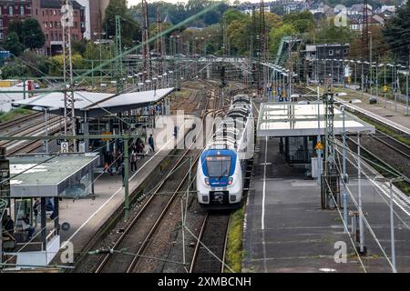 Stazione della S-Bahn Wuppertal-Elberfeld, binari, treno locale, Wuppertal, Renania settentrionale-Vestfalia, Germania Foto Stock