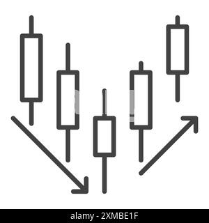 Icona del concetto di movimenti dei prezzi vettoriali della formazione Candlestick di criptovaluta o firma in stile contorno Illustrazione Vettoriale