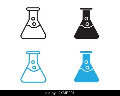 Icona di una fiasca chimica linea vettoriale logo o set di simboli stile del contorno di raccolta Illustrazione Vettoriale