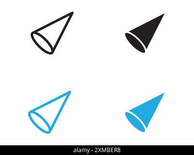 Forma conica icona 3D linea vettoriale logo segno o set di simboli stile contorno collezione Illustrazione Vettoriale