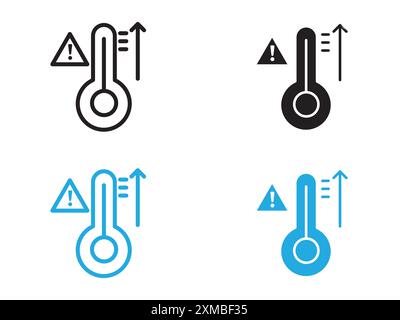 Febbre, icona alta temperatura linea vettoriale logo o set di simboli stile contorno collezione Illustrazione Vettoriale