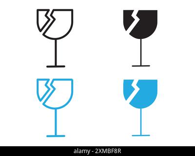 Icona della confezione fragile linea vettoriale logo o set di simboli stile contorno collezione Illustrazione Vettoriale