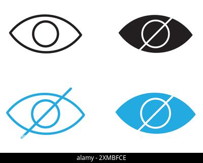 Nascondi icona linea vettoriale logo segno o simbolo Imposta lo stile contorno collezione Illustrazione Vettoriale