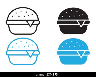Icona hamburger linea vettoriale logo marchio o set di simboli stile contorno collezione Illustrazione Vettoriale
