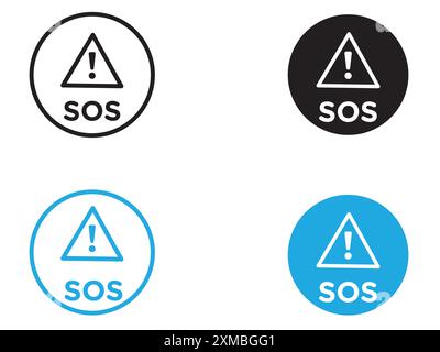 SOS icona di emergenza linea vettoriale logo marchio o set di simboli stile contorno raccolta Illustrazione Vettoriale