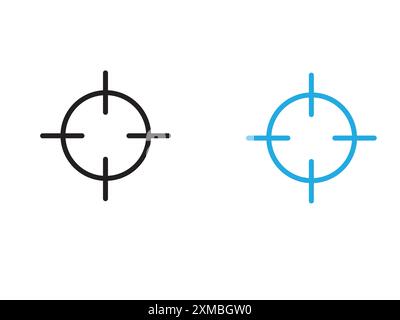 Obiettivo, mira, icona messa a fuoco linea vettoriale logo o set di simboli stile contorno collezione Illustrazione Vettoriale