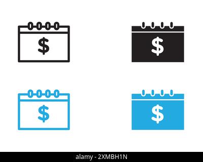 Icona del giorno di paga linea vettoriale logo segno o simbolo Imposta lo stile del contorno della collezione Illustrazione Vettoriale