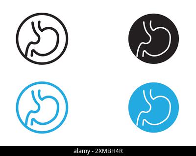 Icona dello stomaco linea vettoriale logo segno o set di simboli stile contorno collezione Illustrazione Vettoriale
