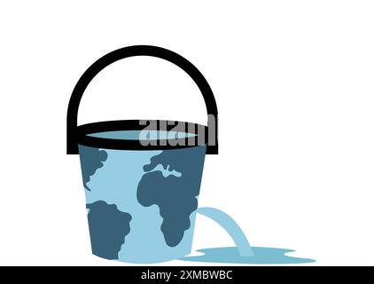 Illustrazione del concetto di spreco di acqua Illustrazione Vettoriale