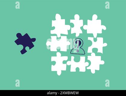 Ricerca della persona scomparsa visualizzata nell'illustrazione del formato puzzle Illustrazione Vettoriale