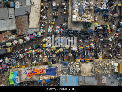 Vista aerea del mercato del pesce, della divisione Chittagong, di Chittagong, Bangladesh Foto Stock